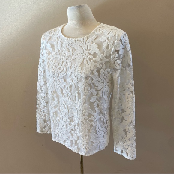 DIANE VON FURSTENBERG Belle Sequined Floral Top in white - Picture 5 of 12